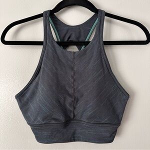 Prana Padded Sports Bra Knotted Racerback |‎ Blacl + Teal